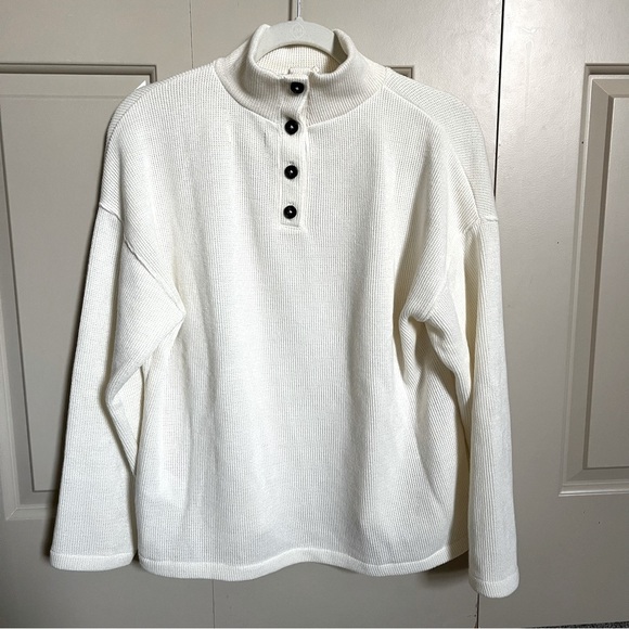 Madewell Mock Neck Button Back Top, Size M - Picture 2 of 8